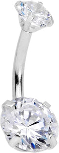 14G Titanium Internally Threaded Double CZ Belly Ring Navel Piercing