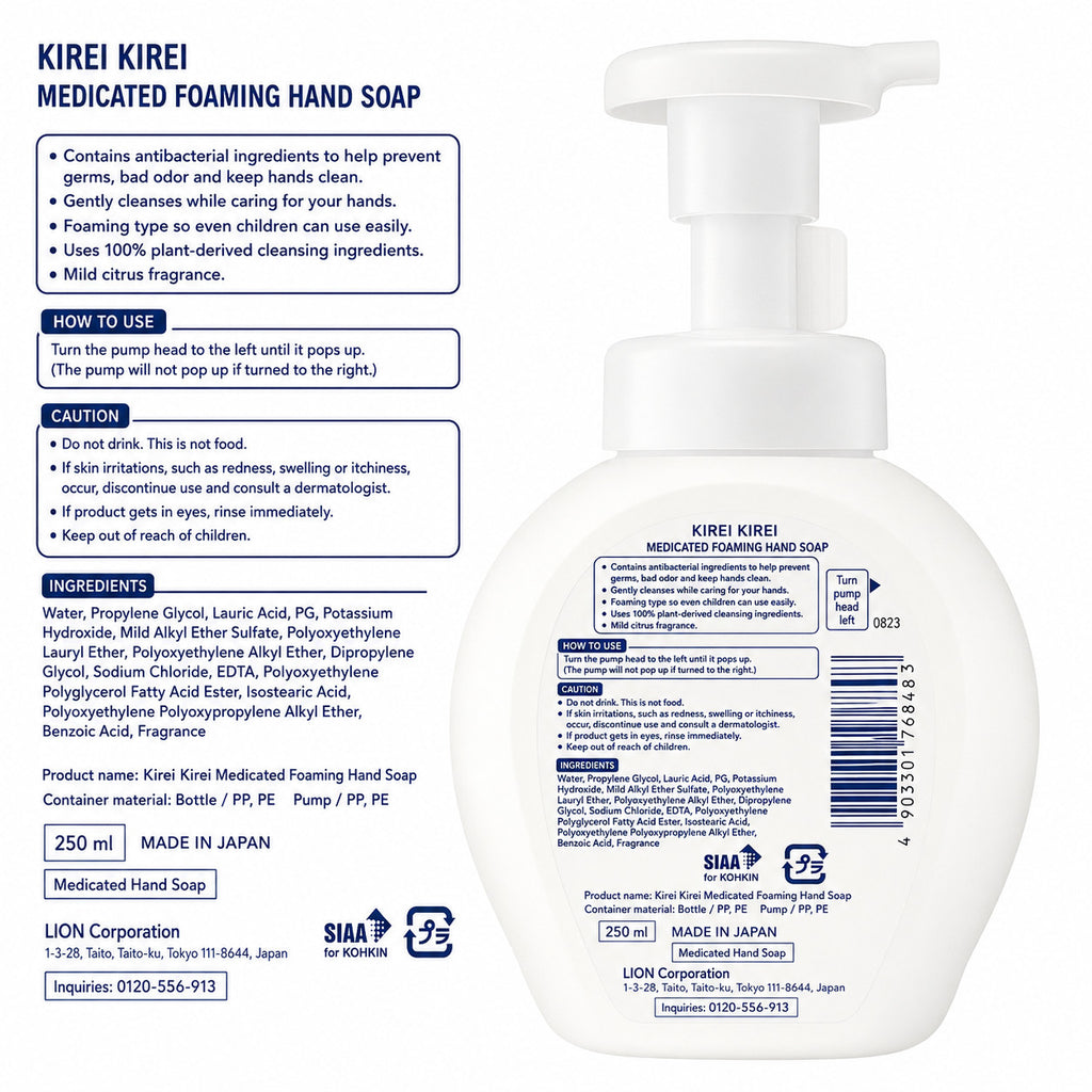 Foaming Hand Soap Pump - Antibacterial 250ml for Bathroom & Kitchen