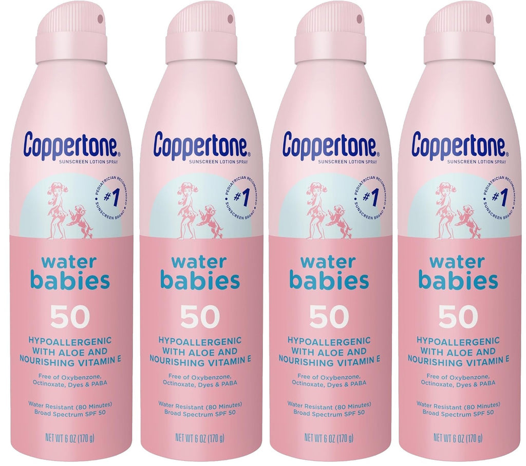 Baby Sunscreen Spray SPF 50 - Water-Resistant, Gentle, Hypoallergenic - 4 Pack