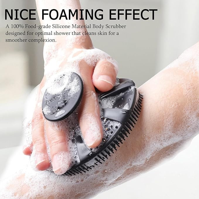 Food-Grade Silicone Body Scrubber Shower Brush - Gentle Deep Cleansing, Hygienic & Durable