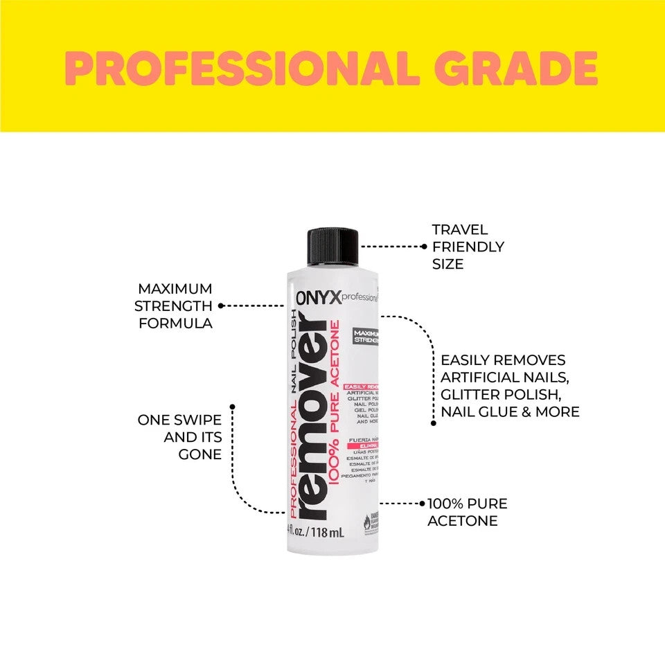 Professional 100% Acetone Nail Polish Remover 4 Fl Oz - Fast & Effective