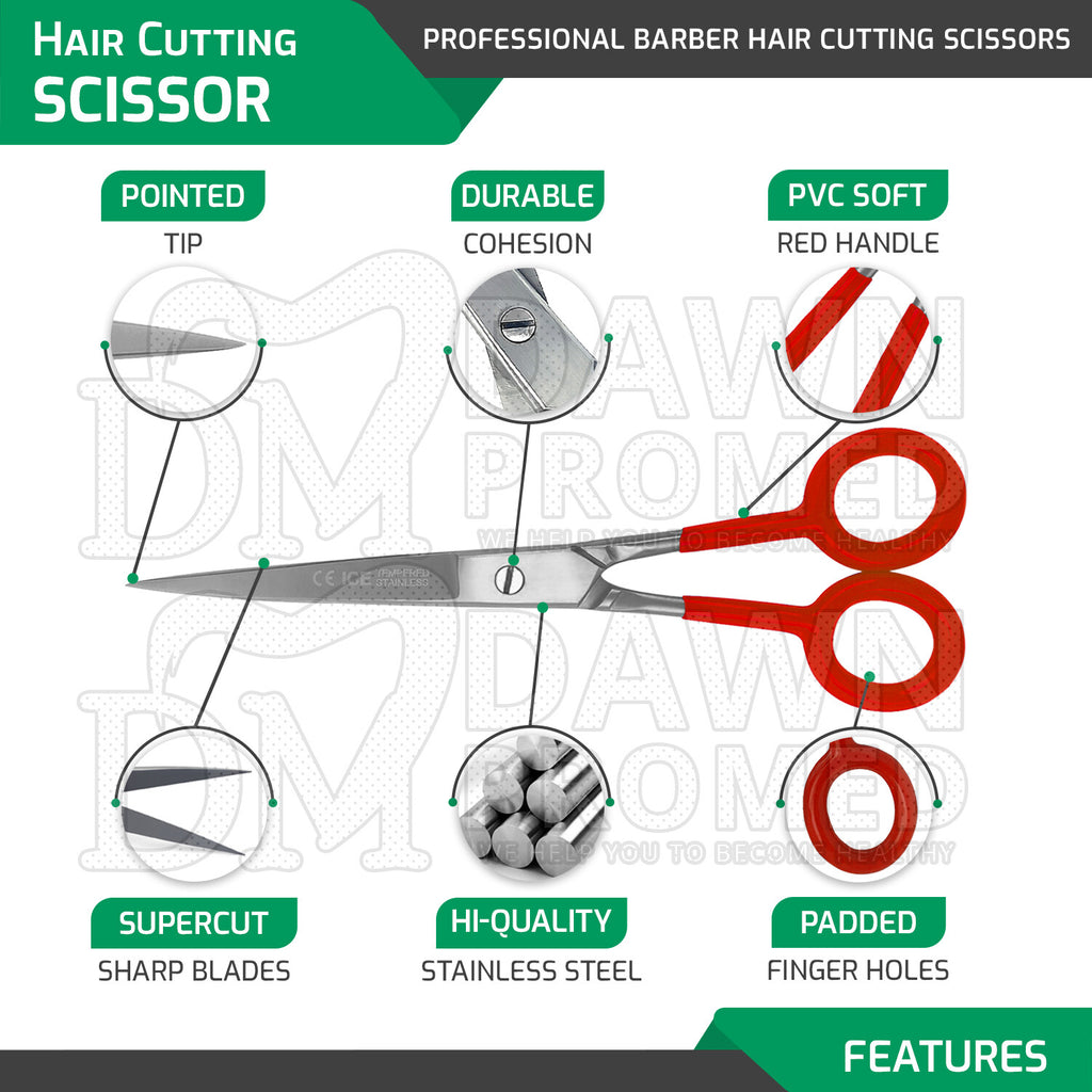 Professional Hair Cutting Shears & Thinning Scissors Set - 7" with Red PVC Handles