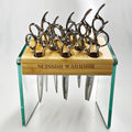 Bamboo Glass Hair Sc scissors Holder Salon Organizer with 8 Holes