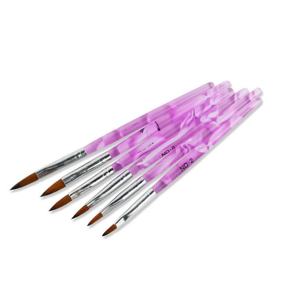 Acrylic Nail Brush Set 6 Sizes Kolinsky Sable Hair for Nail Art & Gel Application