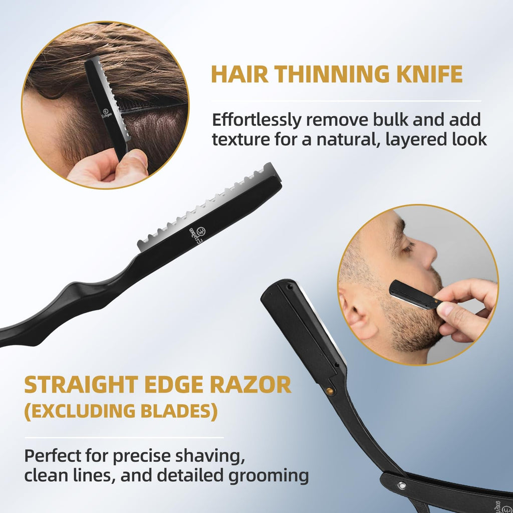 9 Pcs Professional Hair Cutting Scissors Kit Stainless Steel & Thinning Shears