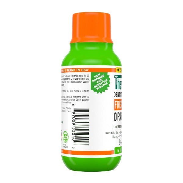 TheraBreath Fresh Breath Mouthwash - Mild Mint, Alcohol-Free, 3 oz (2 Pack)