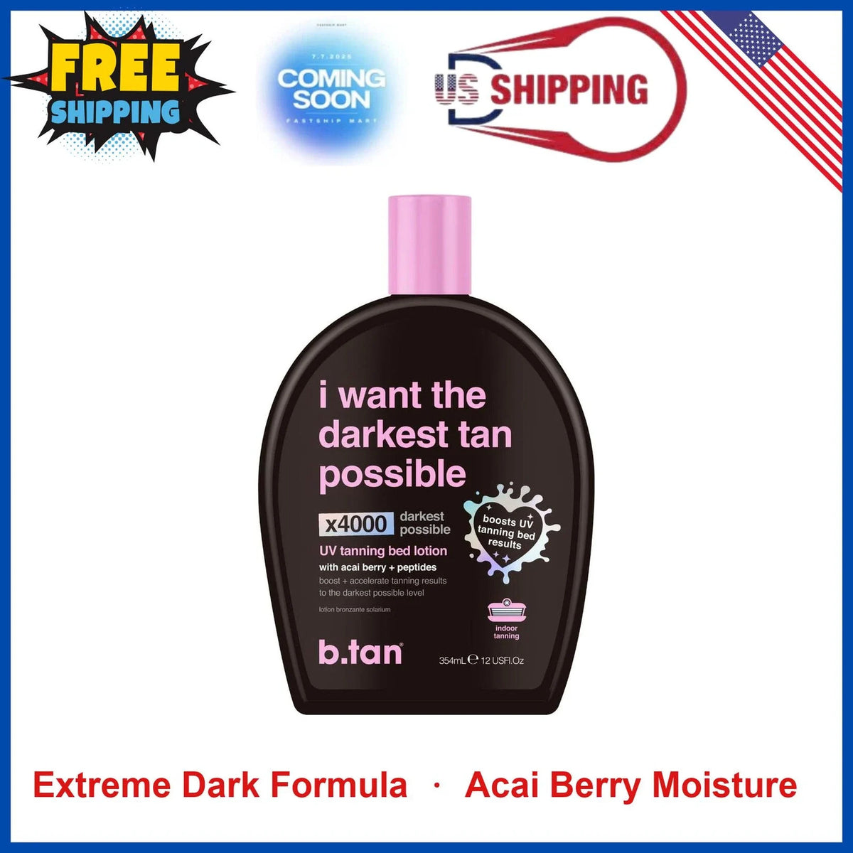 Dark Tanning Bed Lotion with Intensifiers - Deepen Your Tan, Vegan Formula