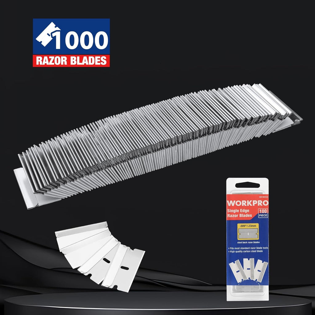 1000-Pack High Carbon Steel Razor Blades for Scraping & Cutting