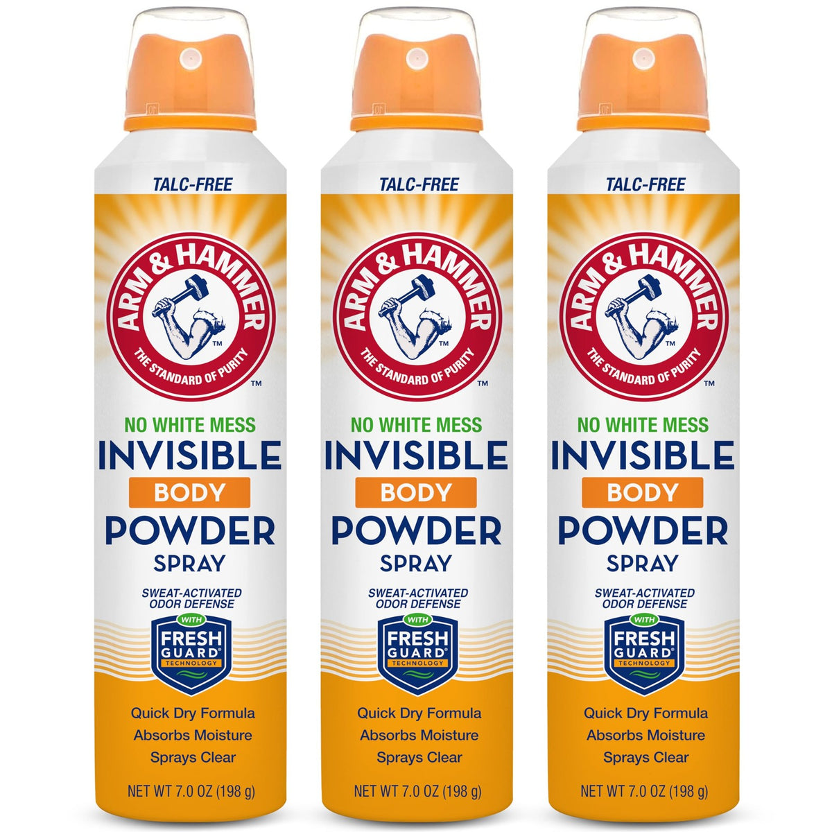 Invisible Body Powder Spray for Sweat and Odor Control - 7oz, Pack of 3
