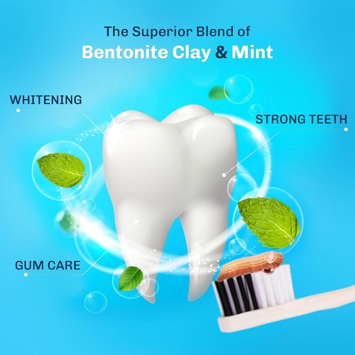 Organic Calcium Bentonite Clay Toothpaste Remineralizing Fluoride-Free Natural Oral Care