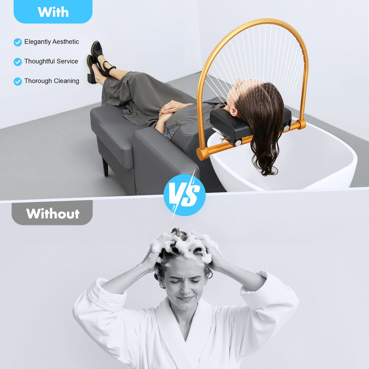 Hair Washing Bed Water Circulation Equipment Rack Kit with Silicone Pillow