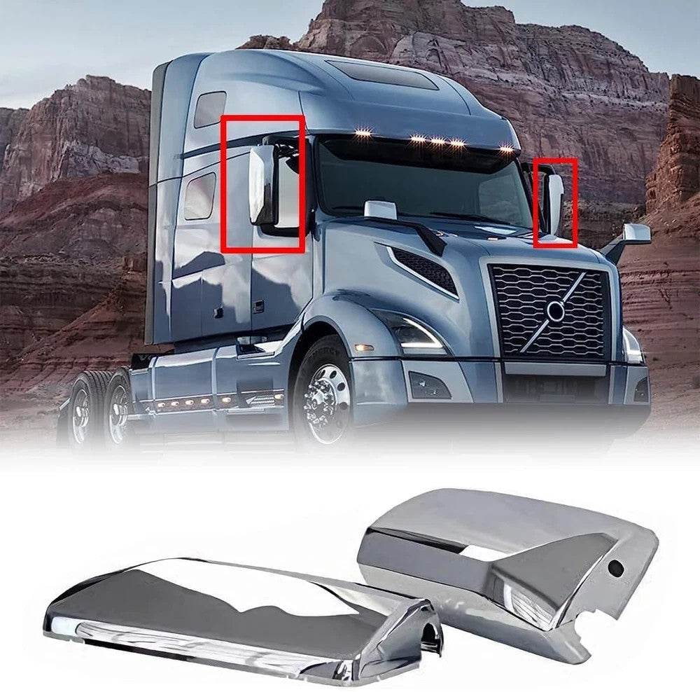 Chrome Door Mirror Covers Pair for Volvo VNL & VNM Trucks Driver & Passenger Side