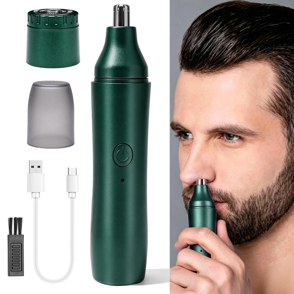 2-in-1 Electric Razor & Nose Hair Trimmer USB Rechargeable Men Women Grooming