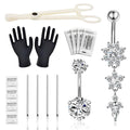 Belly Piercing Kit 13Pcs - 14G Belly Button Rings, Clamp, Tools & Gloves