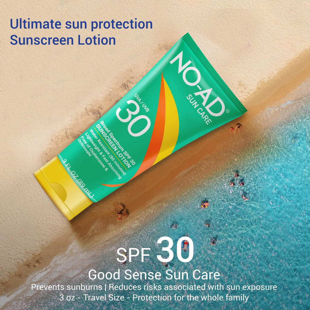 SPF 30 Sunscreen Lotion Broad Spectrum UVA/UVB Water-Resistant Pack of 3