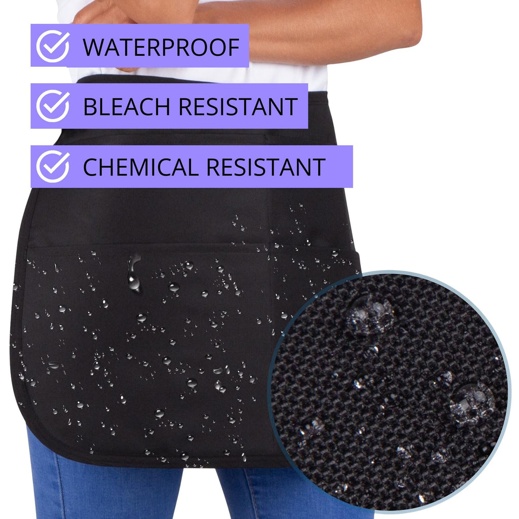 Waterproof Hair Stylist Apron with 5 Pockets, Adjustable Half Waist Salon Apron