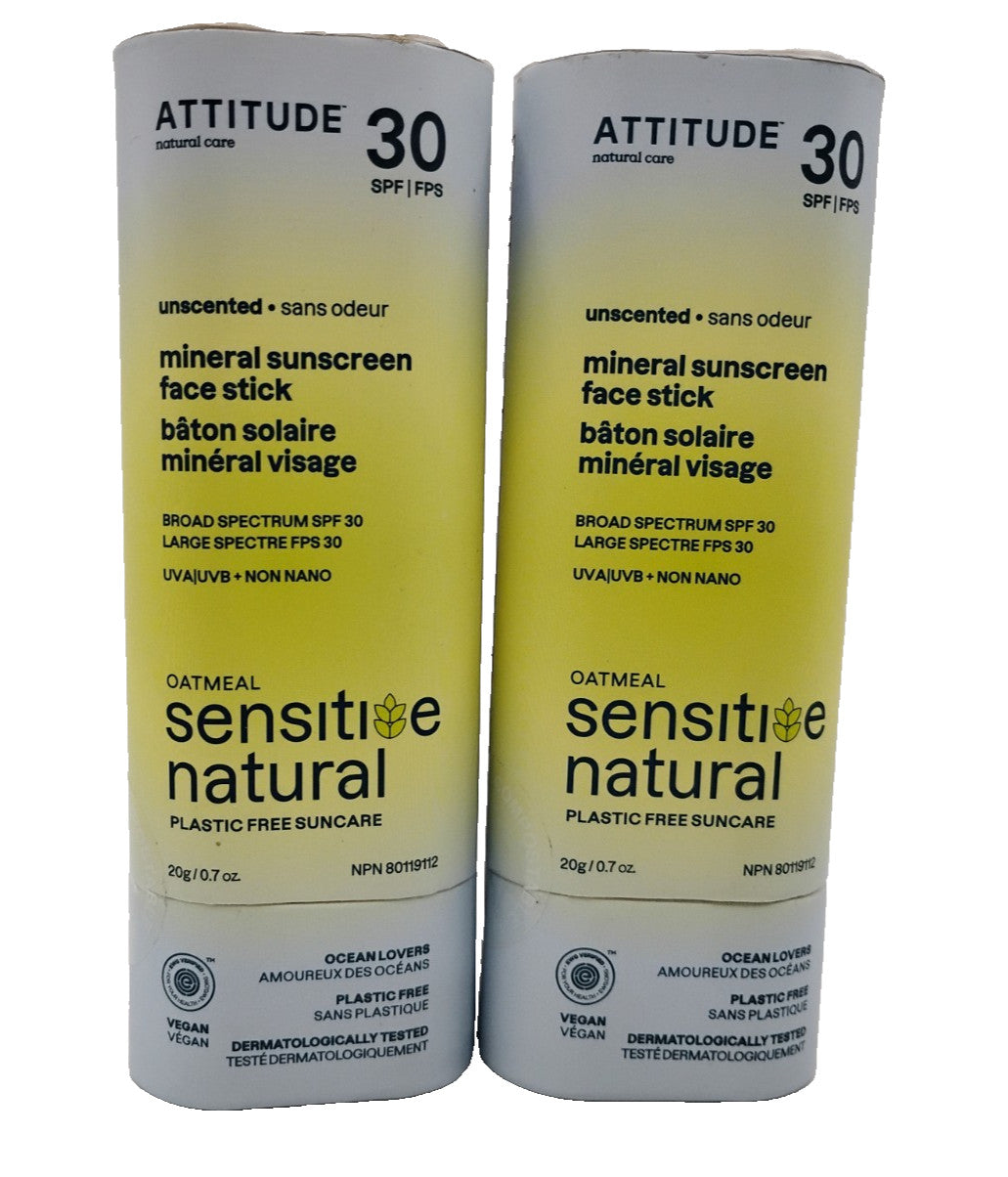 Mineral Sunscreen Face SPF 30 Natural Oatmeal Sensitive 0.7oz - 2 Pack