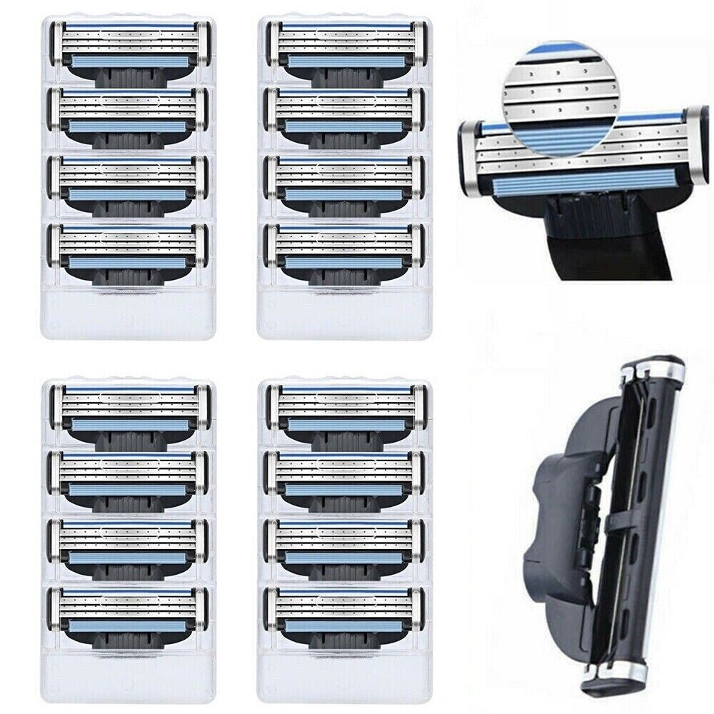 4 Pcs Razor Blades Compatible with Gillette Mach3 - Sharp Shaving Replacement Cartridges