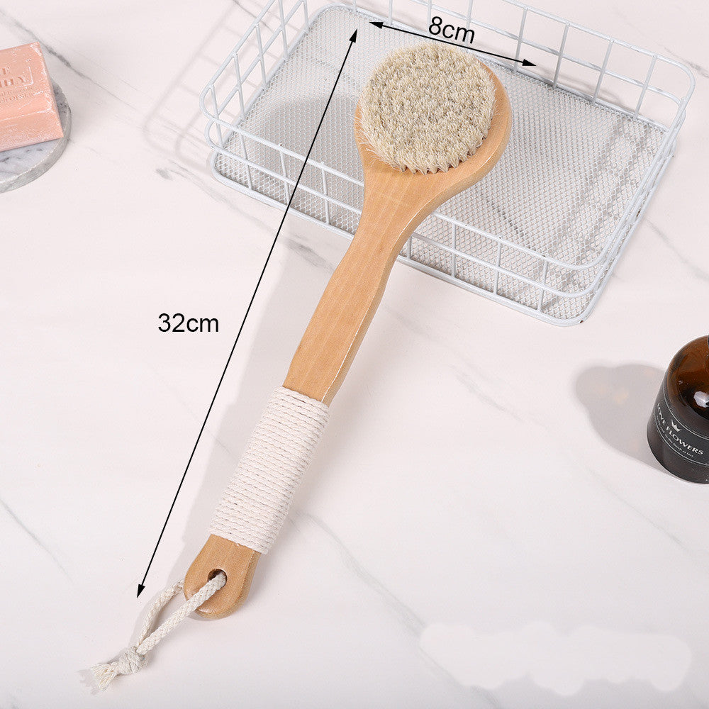 Exfoliating Shower Body Brush with Natural Bristles and Long Wooden Handle