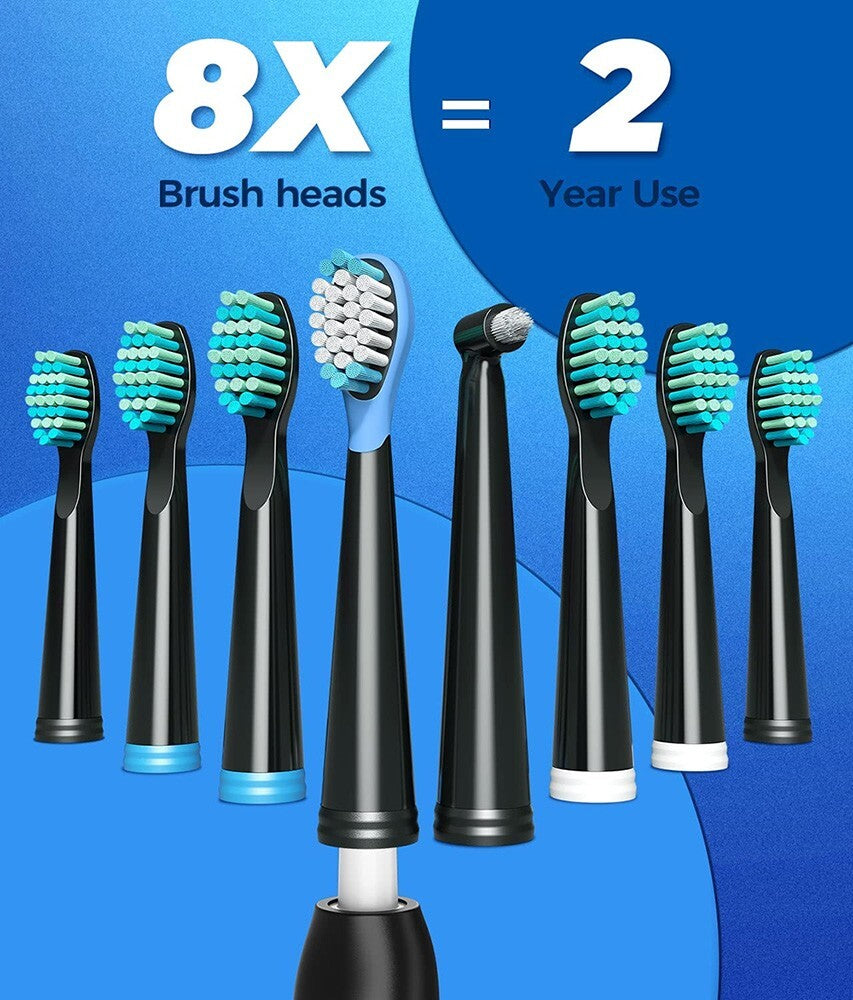 Electric Toothbrush for Adults & Kids - Rechargeable Sonic with 8 Brush Heads & 5 Modes