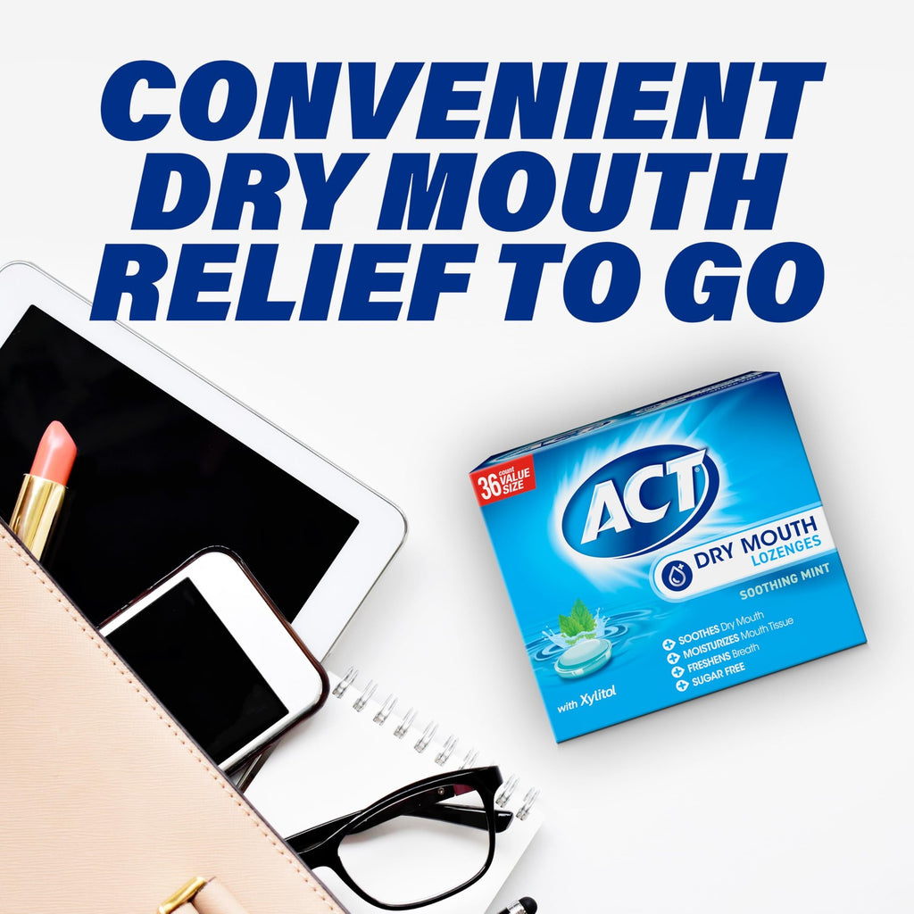 Dry Mouth Lozenges with Xylitol - Soothes, Moisturizes & Freshens Breath, Mint Flavor