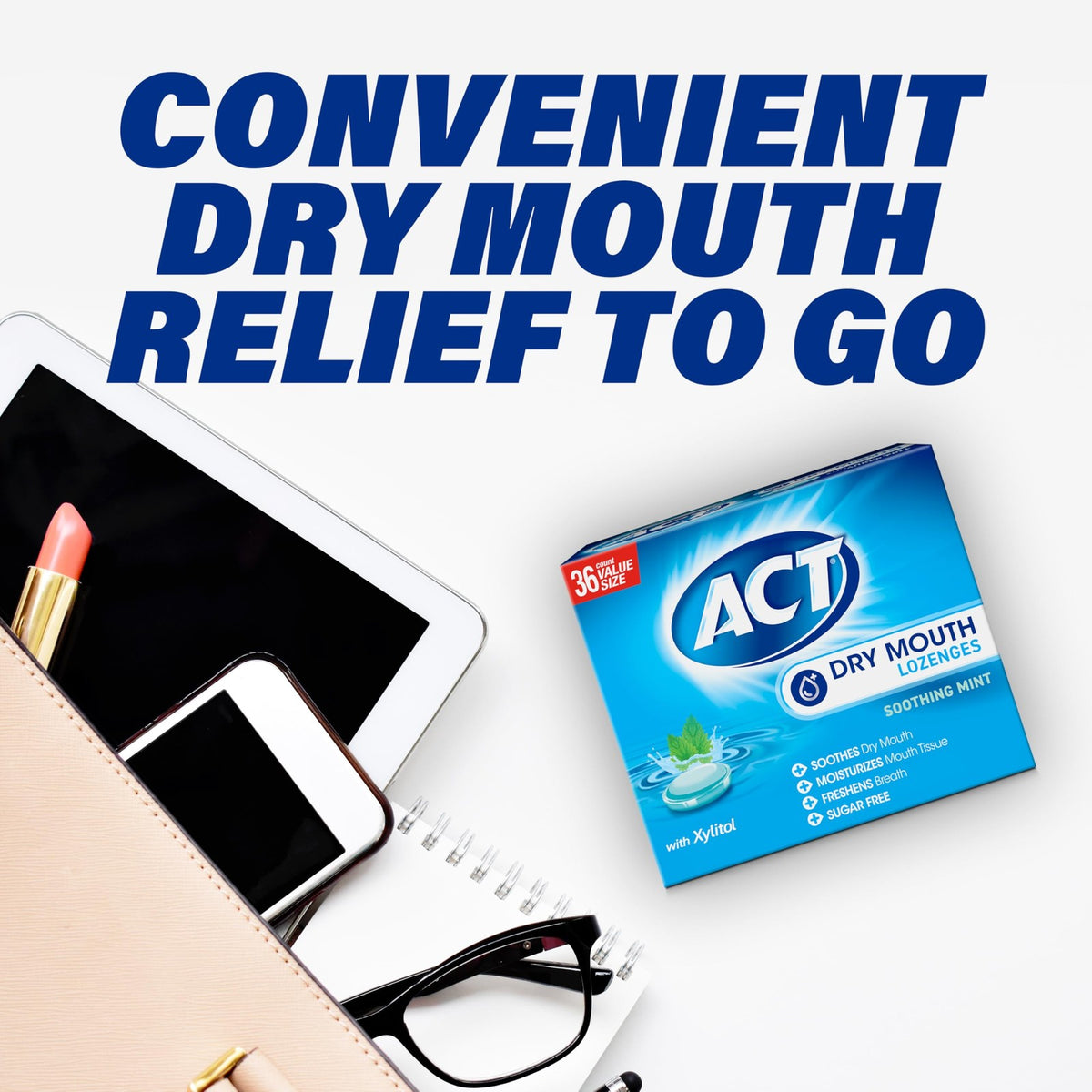 Dry Mouth Lozenges with Xylitol - Soothes, Moisturizes & Freshens Breath, Mint Flavor