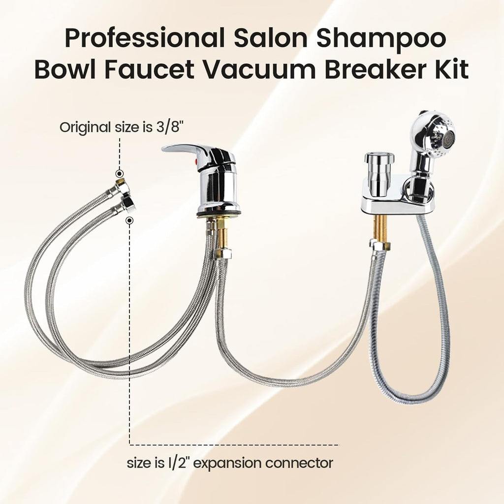 Salon Shampoo Bowl Faucet Kit with Vacuum Breaker, Hose & Sprayer