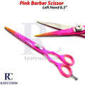 Pink Left-Handed Hair Cutting Scissors 6.5 Inch Barber Shears for Hairdressing