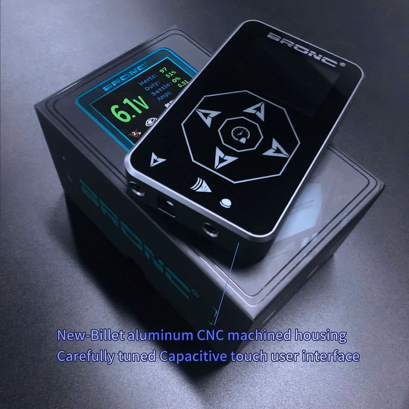 Tattoo Power Supply with 24K Gold Plating, Digital LCD Display - Bronc