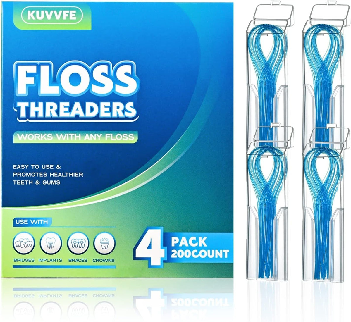 Dental Floss Threaders for Braces Bridges Implants - 200 Count Pack