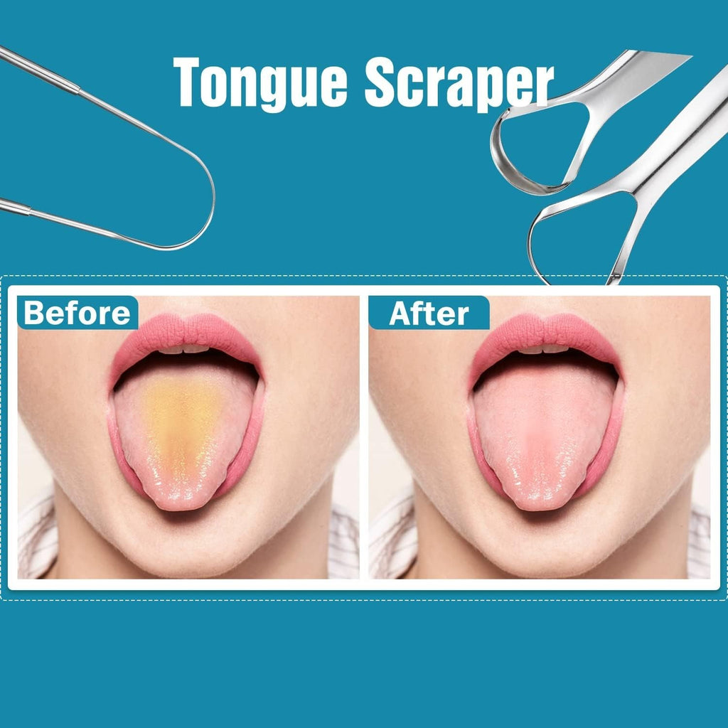 Stainless Steel Tongue Scrapers Set - 3 Pack for Oral Hygiene & Fresh Breath
