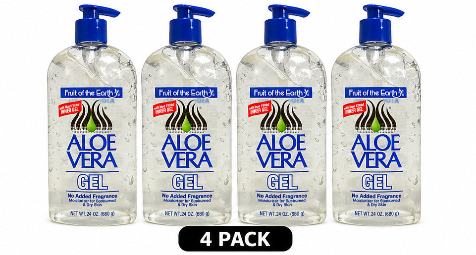 Aloe Vera Gel 24 oz - 4 Pack Natural Moisturizer for Sunburn & Dry Skin