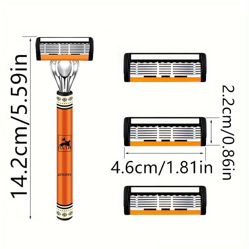 Men's Safety Razor Set with Replaceable Stainless Steel Blades - Multiple Variants