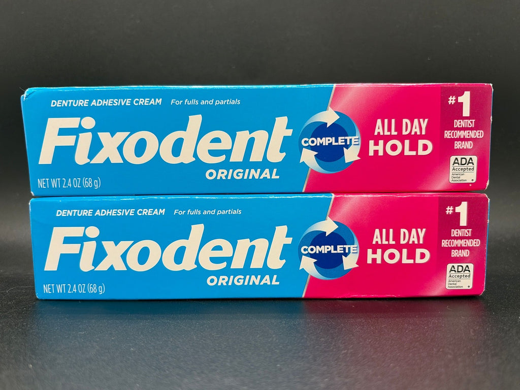 Denture Adhesive Cream 2.4 oz - Strong All-Day Hold for Full & Partial Dentures - Lot of 2