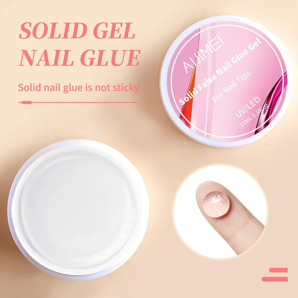 Solid Nail Glue 2 Pack - Strong Clear Acrylic Adhesive for False Nails DIY