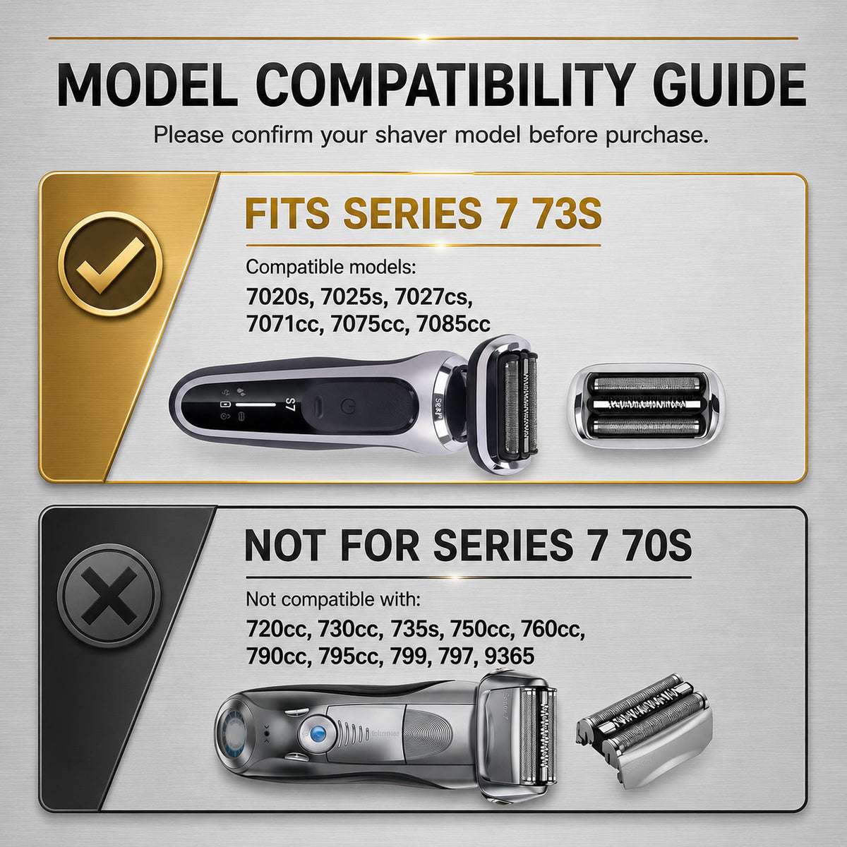 Replacement Head for Braun Series 7 S7 Electric Shaver - 73S Compatible