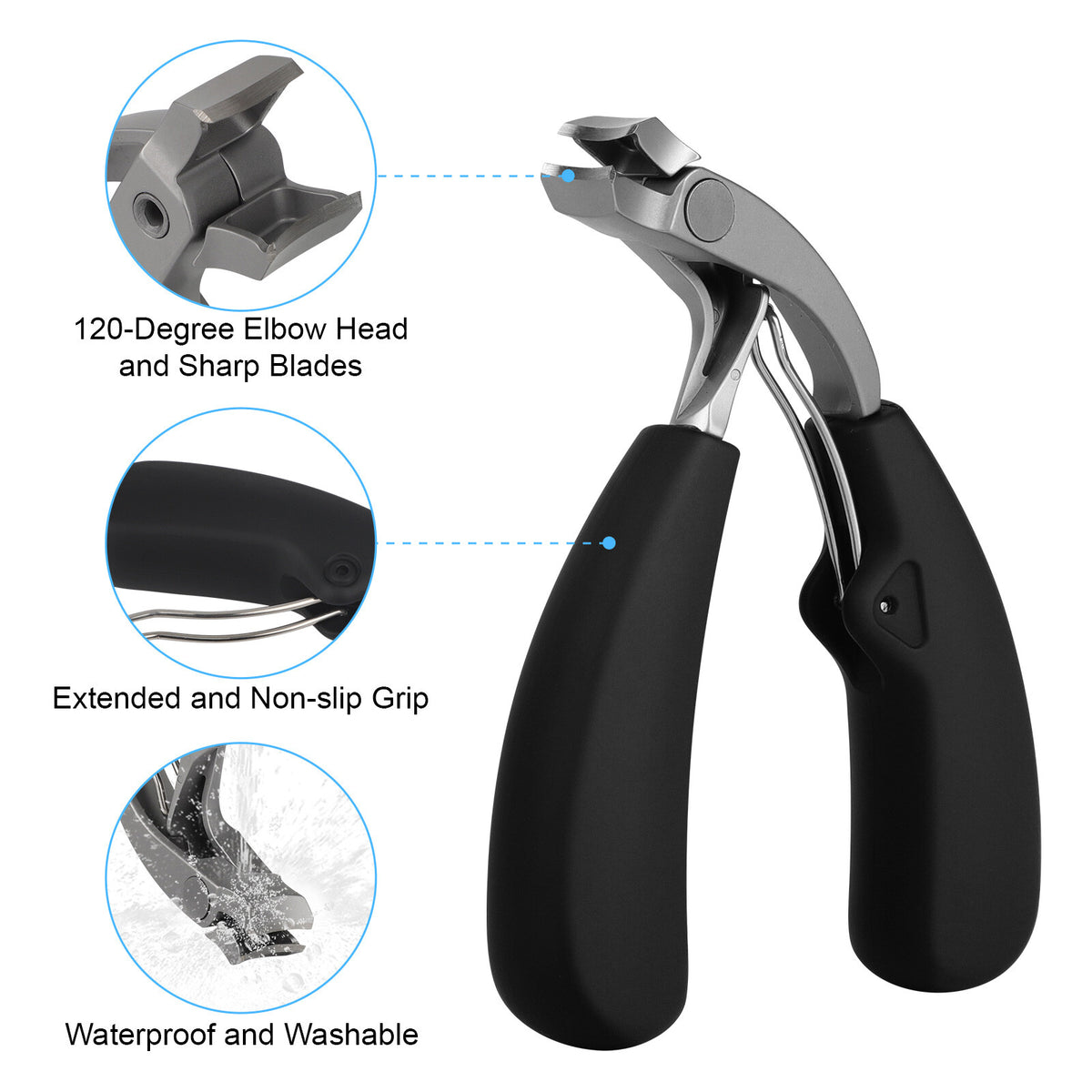Large Mouth Angled Nail Clipper for Thick Nails - Seniors & Elderly