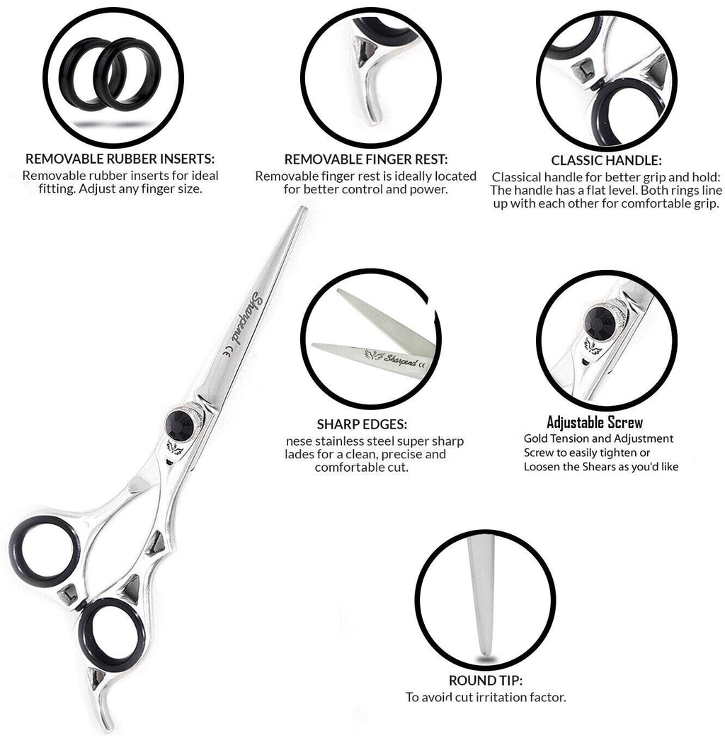 6.5 inch Professional Hairdressing & Barber Thinning Scissors Set with Razor & Tweezers