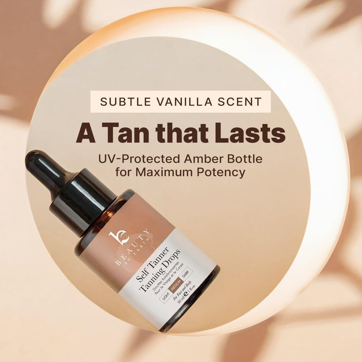 Self Tanning Drops - Organic Face & Body Sunless Tanner, Medium Tan, 30ml