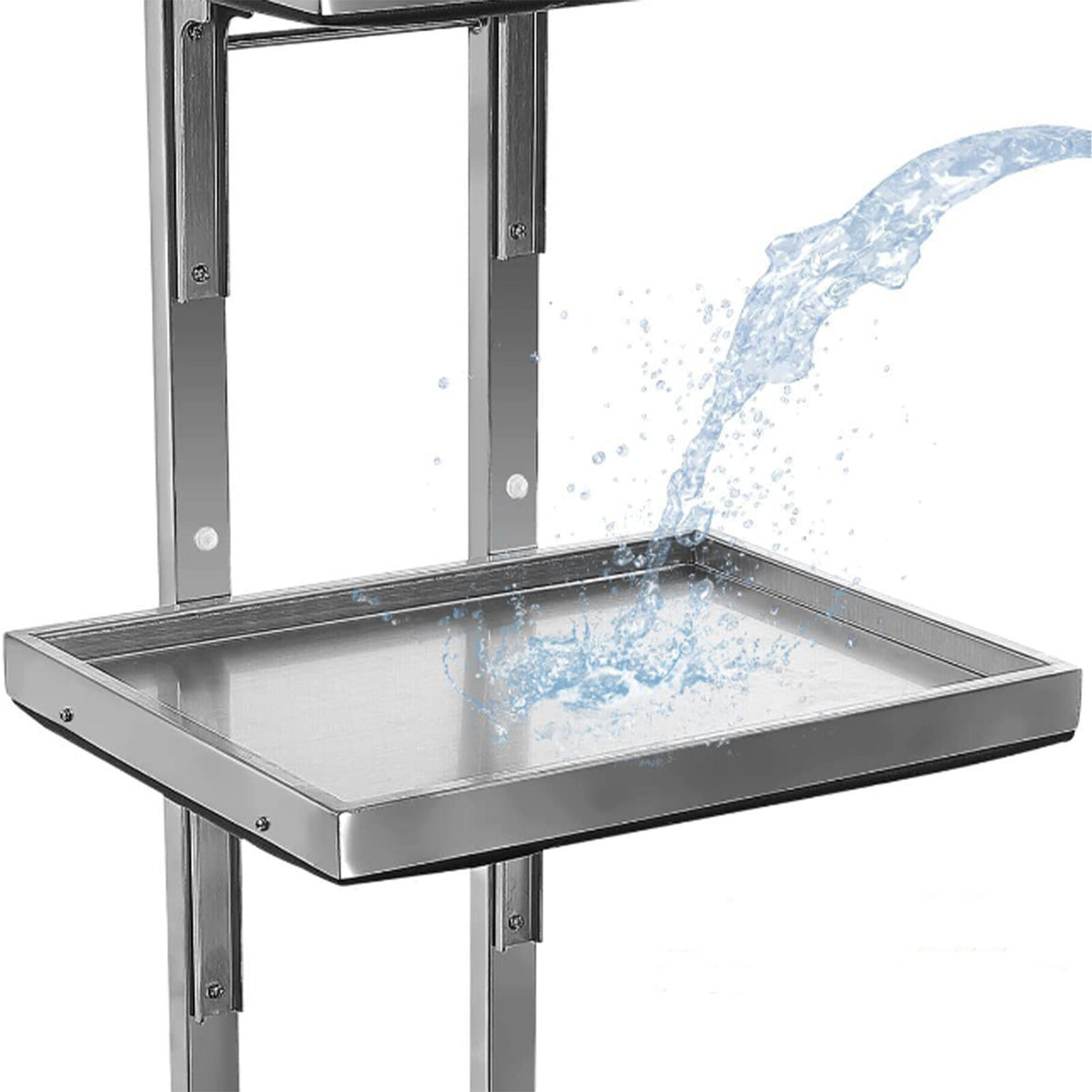 2-Tier Stainless Steel Salon Rolling Cart with Lockable Wheels