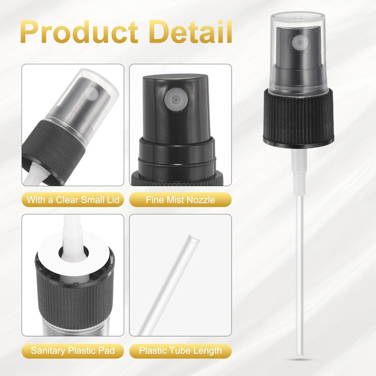 50Pcs Black Spray Tops for 20/410 Fine Mist Spray Bottles - Reusable Replacements