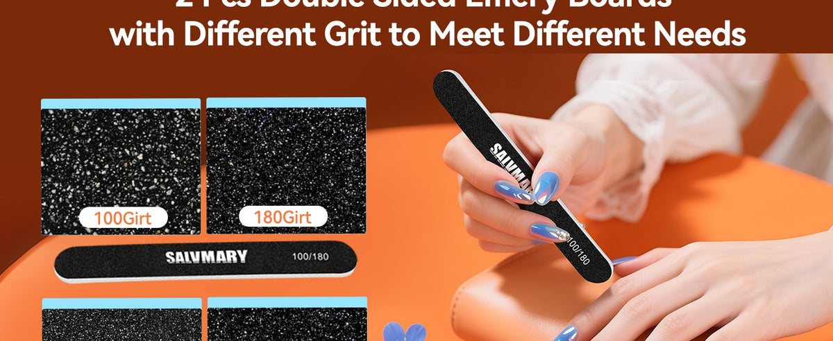 Professional Nail Files and Buffers Set - Double Sided Grit Emery Boards for Manicure & Pedicure