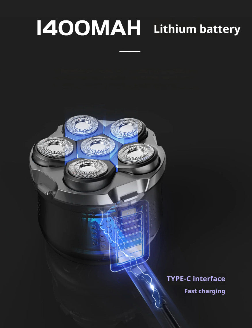 Waterproof 5D Rotary Electric Shaver for Bald Men - Cordless USB Rechargeable