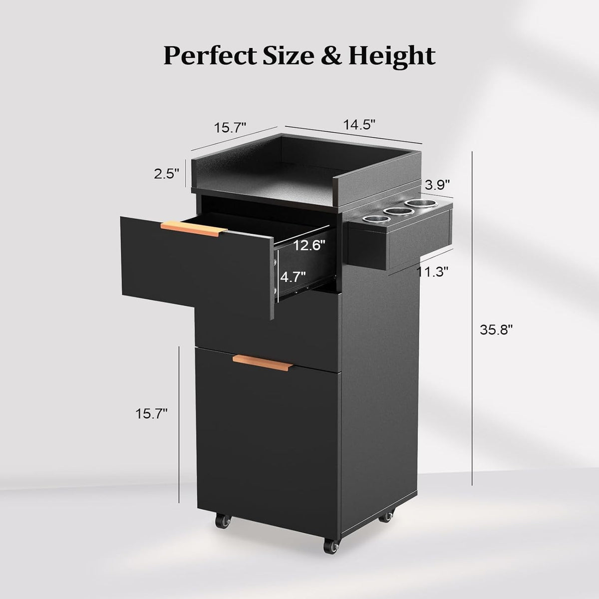 Portable Salon Cart with Drawers and Adjustable Shelf for Hair Stylist Beauty