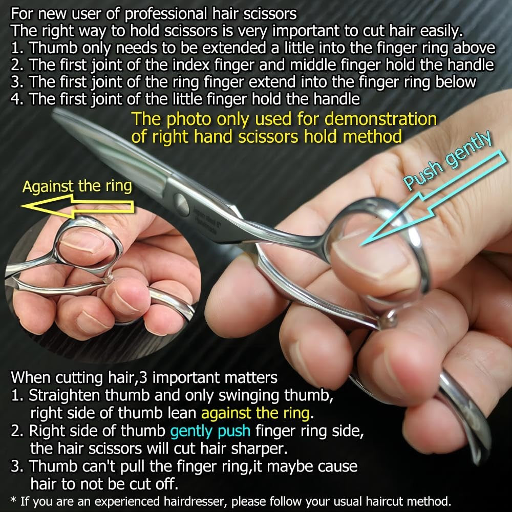 Professional Hair Cutting Scissors - 6 Inch Stainless Steel Grooming Shears