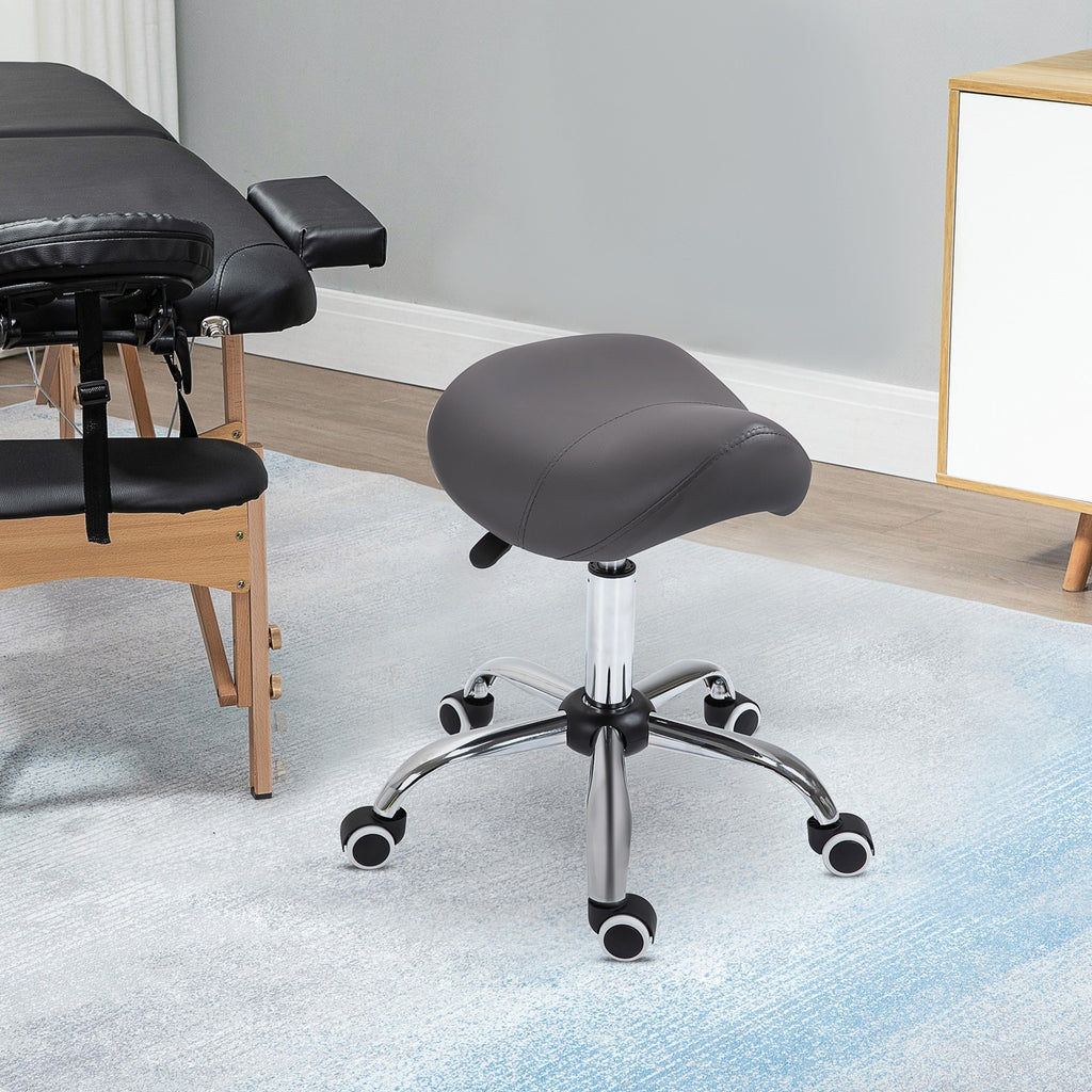 Adjustable Faux Leather Bar Stool with Chrome Legs and 360° Swivel
