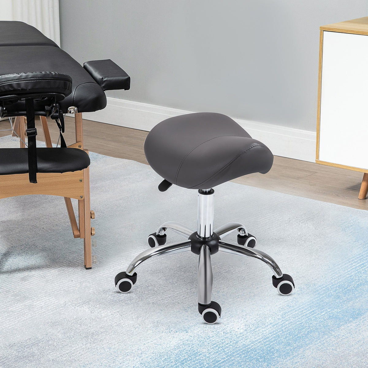 Adjustable Faux Leather Bar Stool with Chrome Legs and 360° Swivel