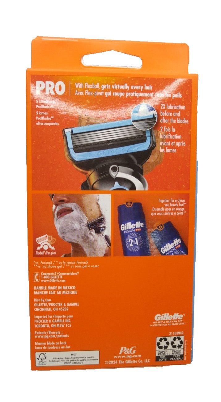 Gillette Fusion5 Proglide Chill Men's Razor Handle + 2 Cartridges NIB