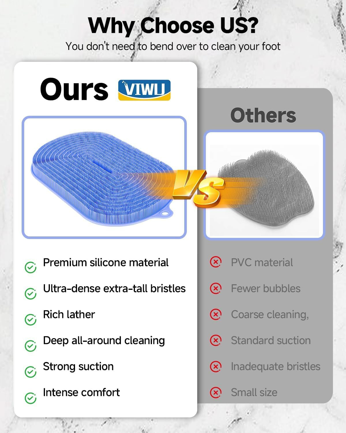 Extra Large Silicone Shower Foot Scrubber Mat with Suction Cups - Foot Cleaner & Massager