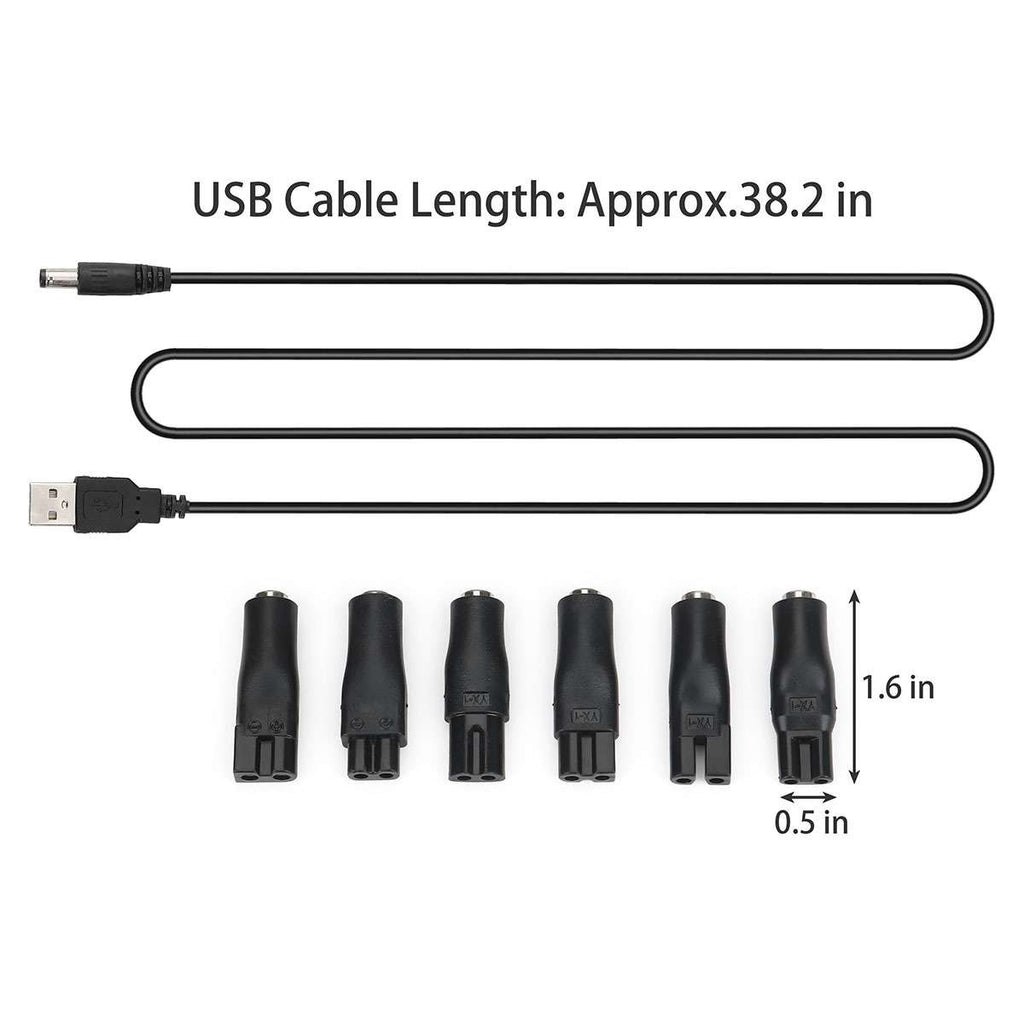7Pcs USB Power Cord & Adapter Set for Hair Clippers & Trimmers Replacement